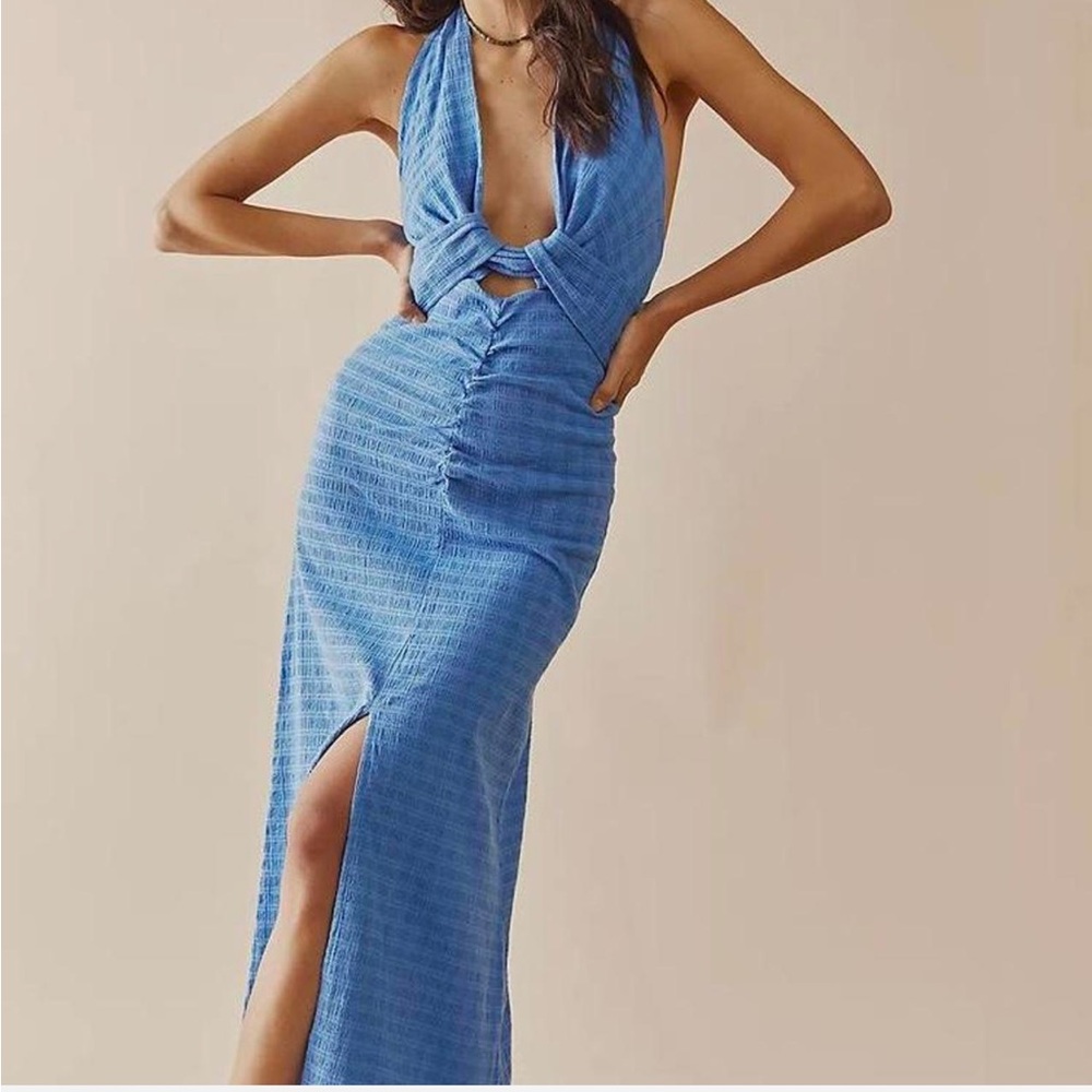 NWT Free People Blue Halter “Nya” Maxi Dress!